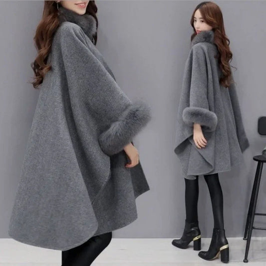 Hebonfeng Women's Medium-length Thickened Woolen Coat Autumn/winter Angora Yarns Collar Sunday Overcoats Jacket For Women