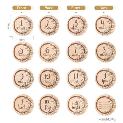 2Pcs Baby Wooden Balloon Milestone Cards Photography Accessories Baby Photography Shooting Props For Newborn Birthing Gifts