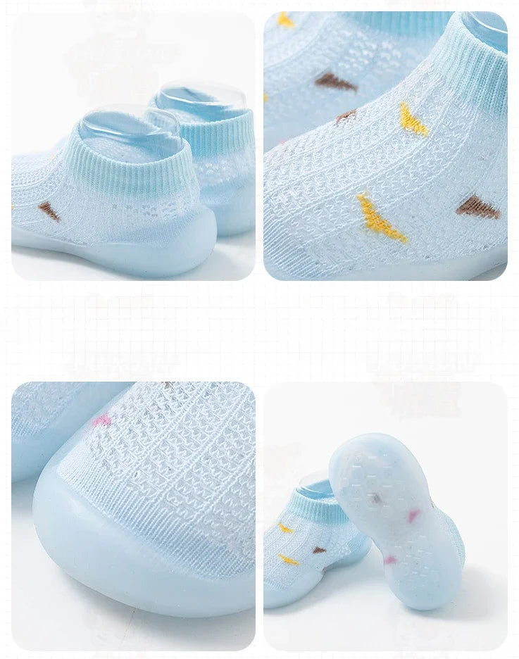 Children's Walking Shoes Baby Floor Shoes Baby Socks Shoes Non Slip Indoor Soft Sole Mesh Surface Thin Sandals One Foot Pedal