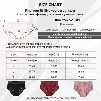 Shop 3Pcs Lace Panties - Breathable, Seamless, Solid Color Briefs for Women