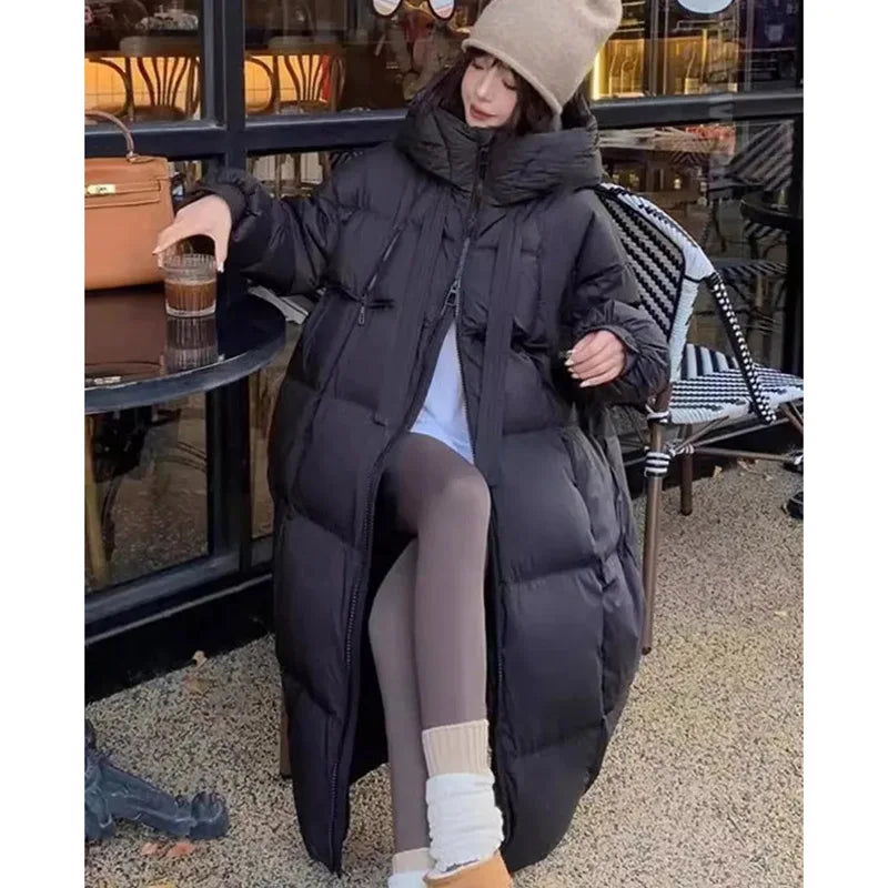 2024 Women Cotton Padded Jacket Korean Lady Long Styles Puffer Coat Autumn Winter Female Loose Thicken Warm Parkas Clothes