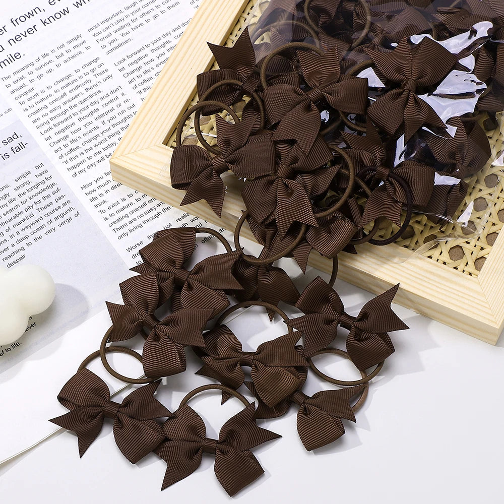 20Pcs/lot Girls Ribbon Hair Bows Rubber Band Kids Lovely Cheer Bowknot Hairband Boutique Children Headband headdress BABY BOWS