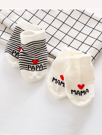 2Pairs Lovely Baby Socks Pack White Cotton Newborn Bebe Boys Girls Crew Socks Lot Love Mama Socks Toddler Stripe Infant Gift