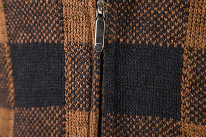 Shop Men's Plaid Hooded Cardigan Sweater - Warm Fleece Knit Jacket