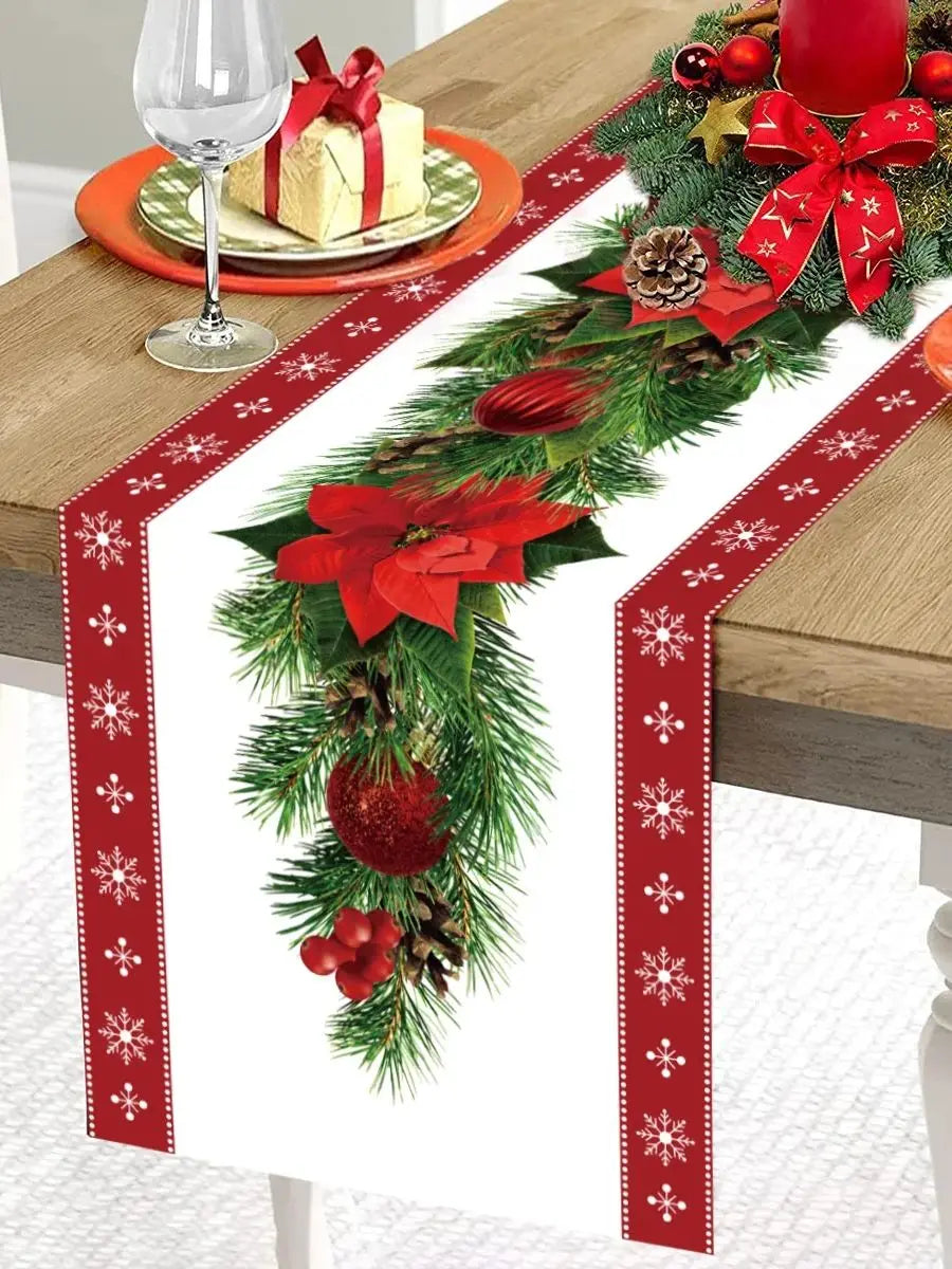 Christmas Table Runner Merry Christmas Decoration for Home Xmas Decor 2024 Navidad Notal Noel Xmas Ornament Happy New Year 2025