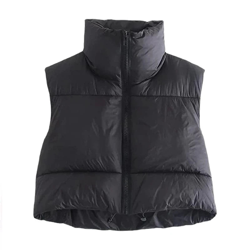 Shop Women's Quilted Down Vest - Warm, Sleeveless, Stand-Up Collar