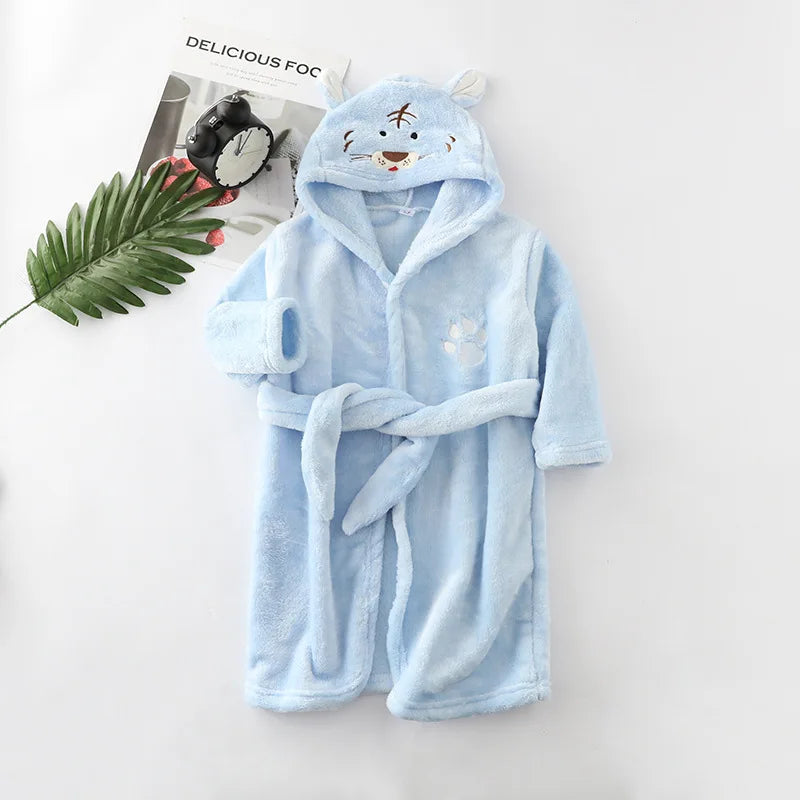 Boys Girls Hooded Bathrobe Toddler Rabbit Anime Cartoon Towel Beach Children's Sleepwear Baby Kids Bath Robes Pyjamas Nightgown