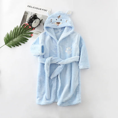 Boys Girls Hooded Bathrobe Toddler Rabbit Anime Cartoon Towel Beach Children's Sleepwear Baby Kids Bath Robes Pyjamas Nightgown