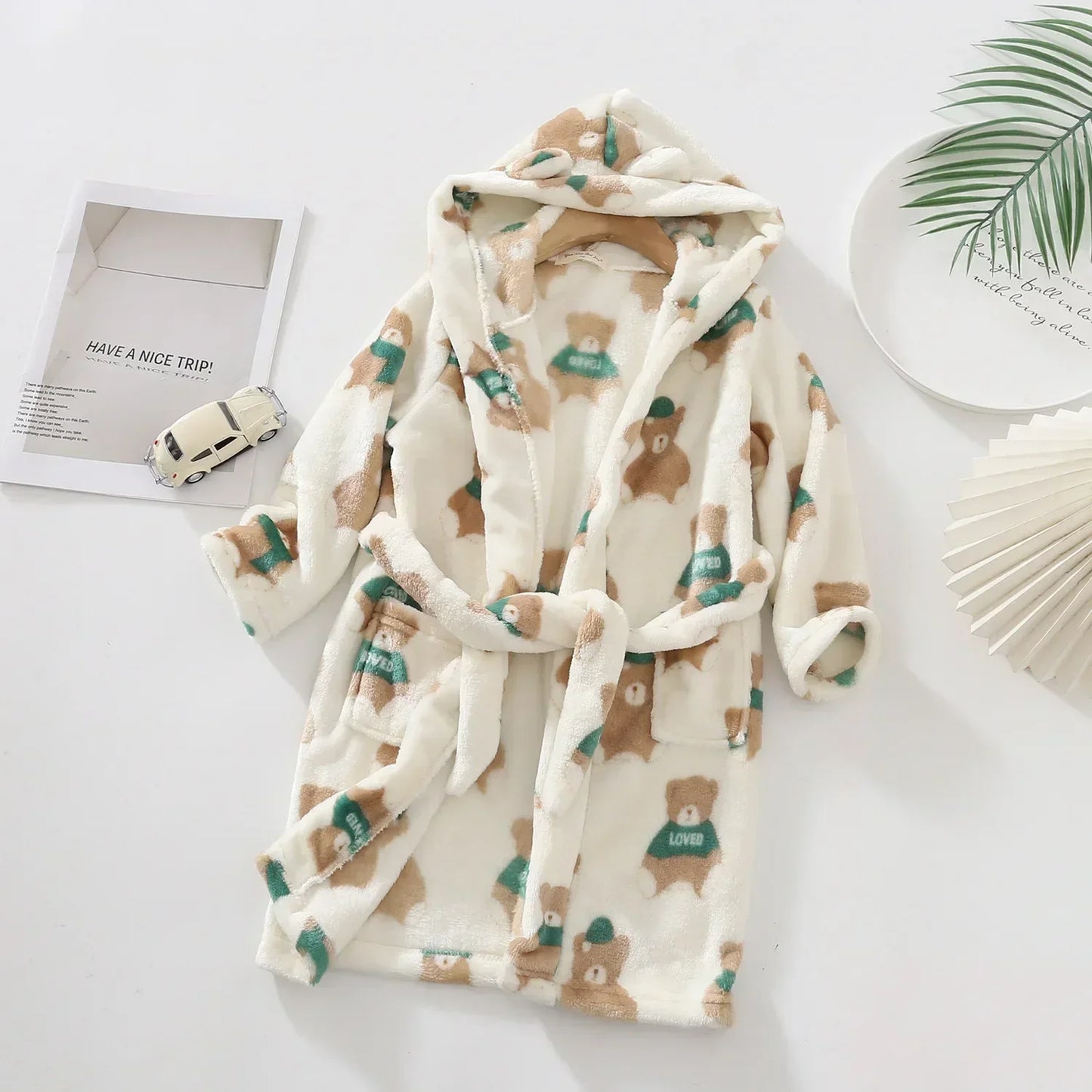 Boys Girls Hooded Bathrobe Toddler Rabbit Anime Cartoon Towel Beach Children's Sleepwear Baby Kids Bath Robes Pyjamas Nightgown