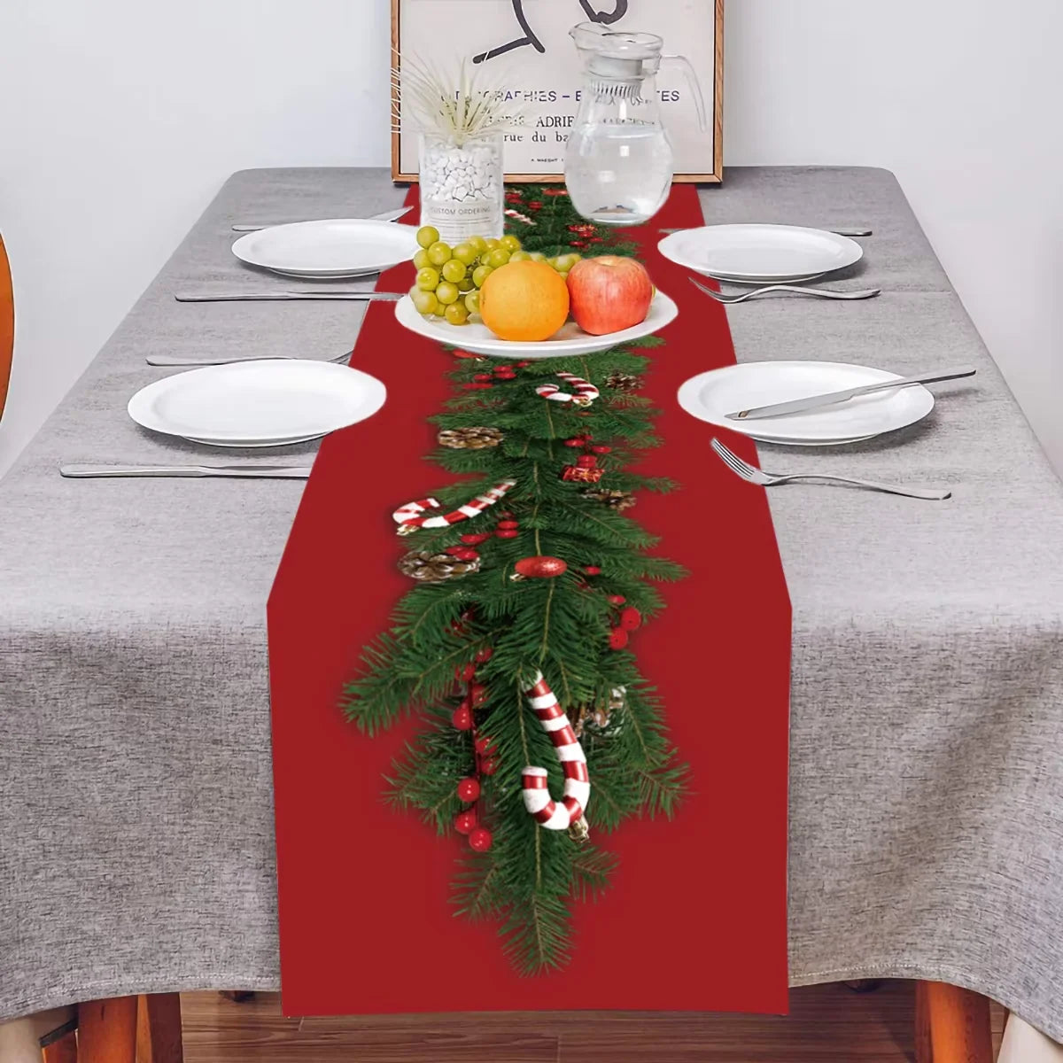 Christmas Table Runner Merry Christmas Decoration for Home Xmas Decor 2024 Navidad Notal Noel Xmas Ornament Happy New Year 2025