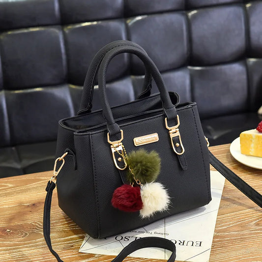 Shop Chic PU Leather Vintage Crossbody Tote with Plush Tassel