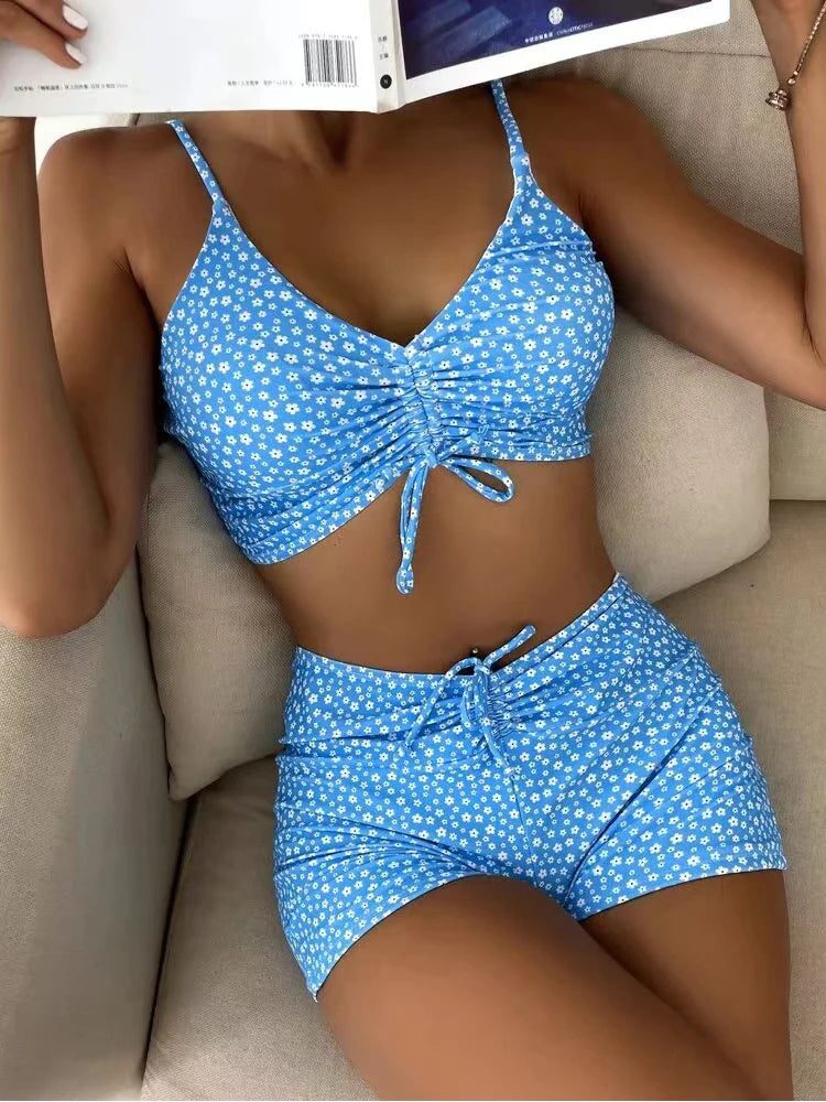 Shop High Waist Floral Push-Up Bikini Set