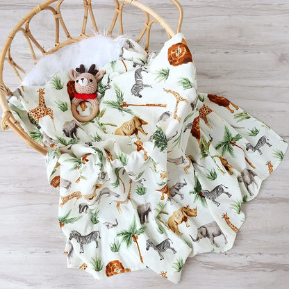 Bamboo Swaddle Blanket Baby Blankets Newborn Muslin Blanket Organic Cotton Soft New Born Wrap 5 Petal Flower for Spring