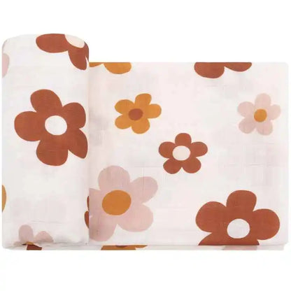 Bamboo Swaddle Blanket Baby Blankets Newborn Muslin Blanket Organic Cotton Soft New Born Wrap 5 Petal Flower for Spring