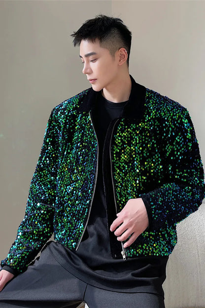 LUZHEN Decorate Casual 2024 Fashion Sequin Jackets Men's Elegant Autumn New Trendy Party Night Club Outfit Clothes Coat E9bff3