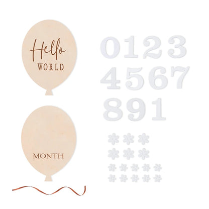 2Pcs Baby Wooden Balloon Milestone Cards Photography Accessories Baby Photography Shooting Props For Newborn Birthing Gifts