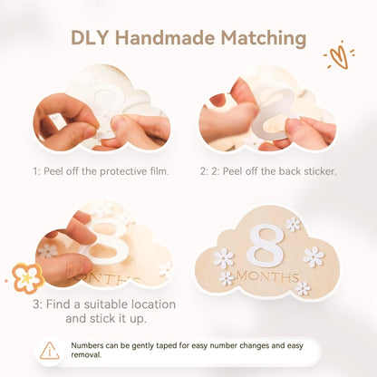 2Pcs Baby Wooden Balloon Milestone Cards Photography Accessories Baby Photography Shooting Props For Newborn Birthing Gifts