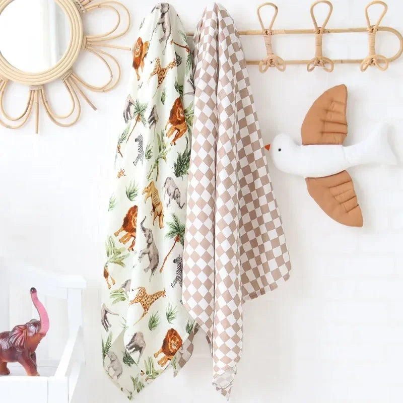 Bamboo Swaddle Blanket Baby Blankets Newborn Muslin Blanket Organic Cotton Soft New Born Wrap 5 Petal Flower for Spring
