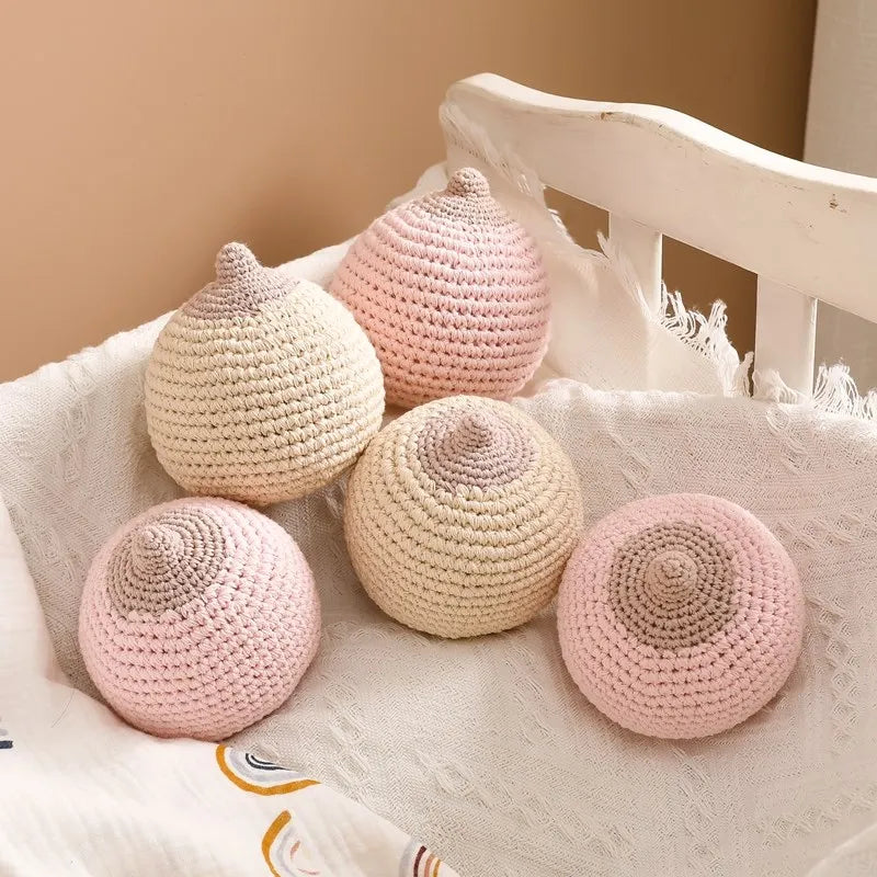 1pc Baby Teether Crochet Boob for Kids Handmade Breastfeeding Models Soothe Toy Babies Gift Children's Toy