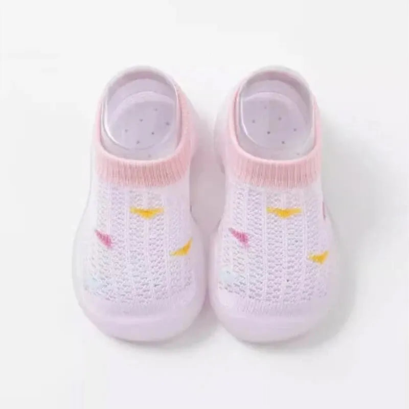 Children's Walking Shoes Baby Floor Shoes Baby Socks Shoes Non Slip Indoor Soft Sole Mesh Surface Thin Sandals One Foot Pedal