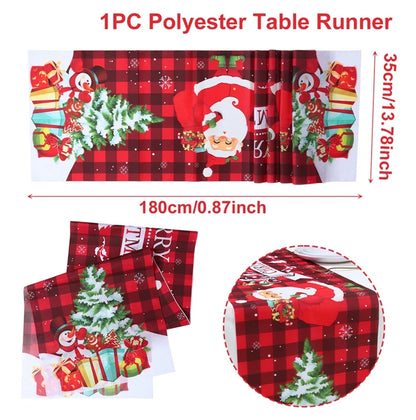 Christmas Table Runner Merry Christmas Decoration for Home Xmas Decor 2024 Navidad Notal Noel Xmas Ornament Happy New Year 2025