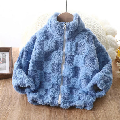 Shop Kids' Thermal Fleece Jacket - Warm Faux Fur Zipper Coat