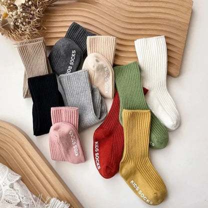 Soft Stripe Toddler Socks - 3 Pairs with Rubber Grips for Kids 0-3 years