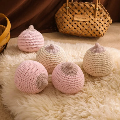 1pc Baby Teether Crochet Boob for Kids Handmade Breastfeeding Models Soothe Toy Babies Gift Children's Toy