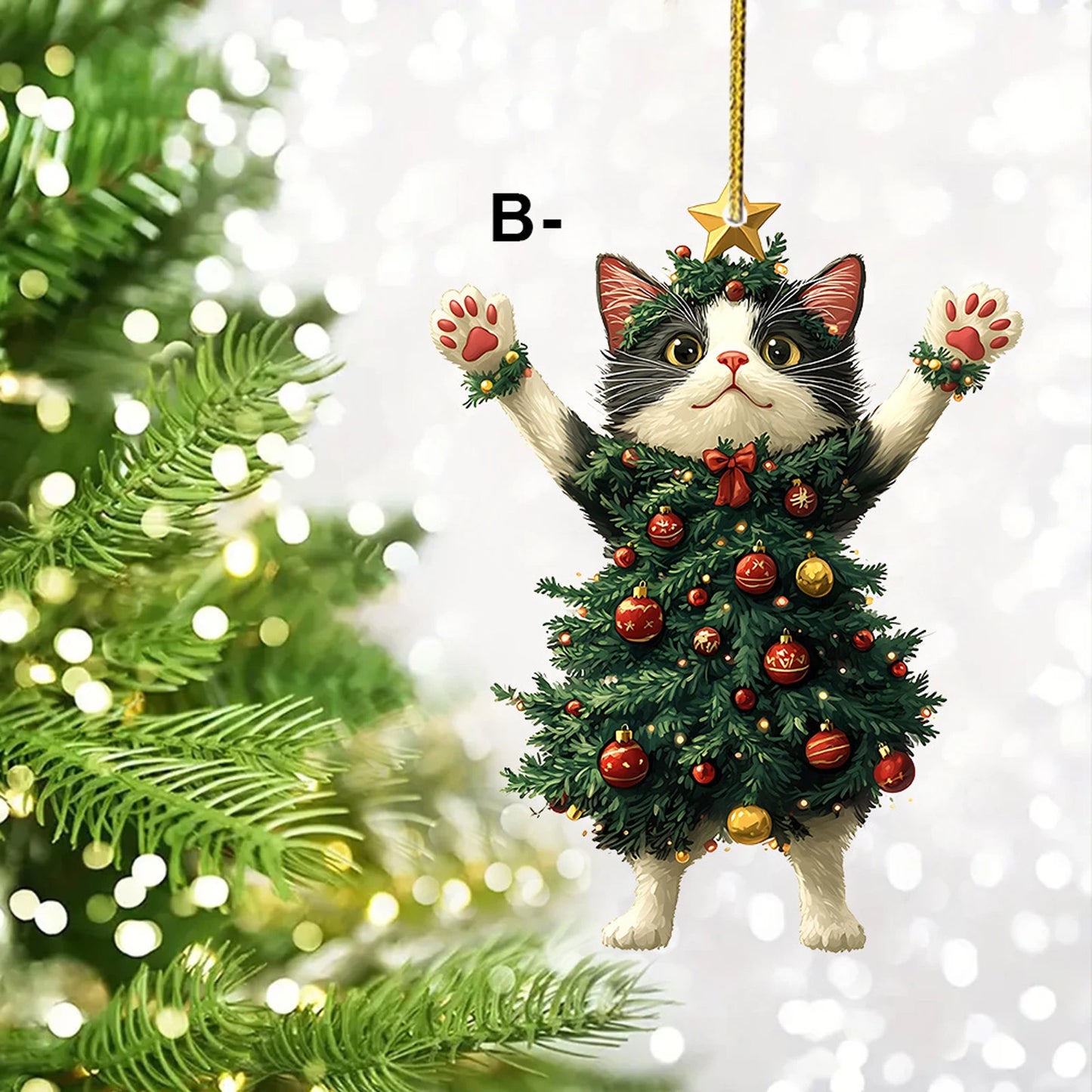 1PCS Christmas Tree Pendants Acrylic Cute Cat Hanging Ornaments for Wall Xmas Tree Decorations Party Supplies New Year Gifts