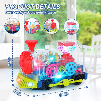 Light Up Transparent Gears Police Car Toy for Kids Bump and Go Toy Car for Boys Girl Educational Baby Toys Car Music LED Effects