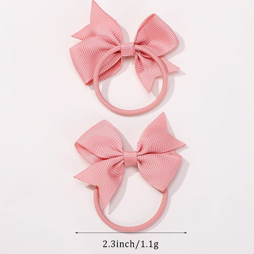 20Pcs/lot Girls Ribbon Hair Bows Rubber Band Kids Lovely Cheer Bowknot Hairband Boutique Children Headband headdress BABY BOWS