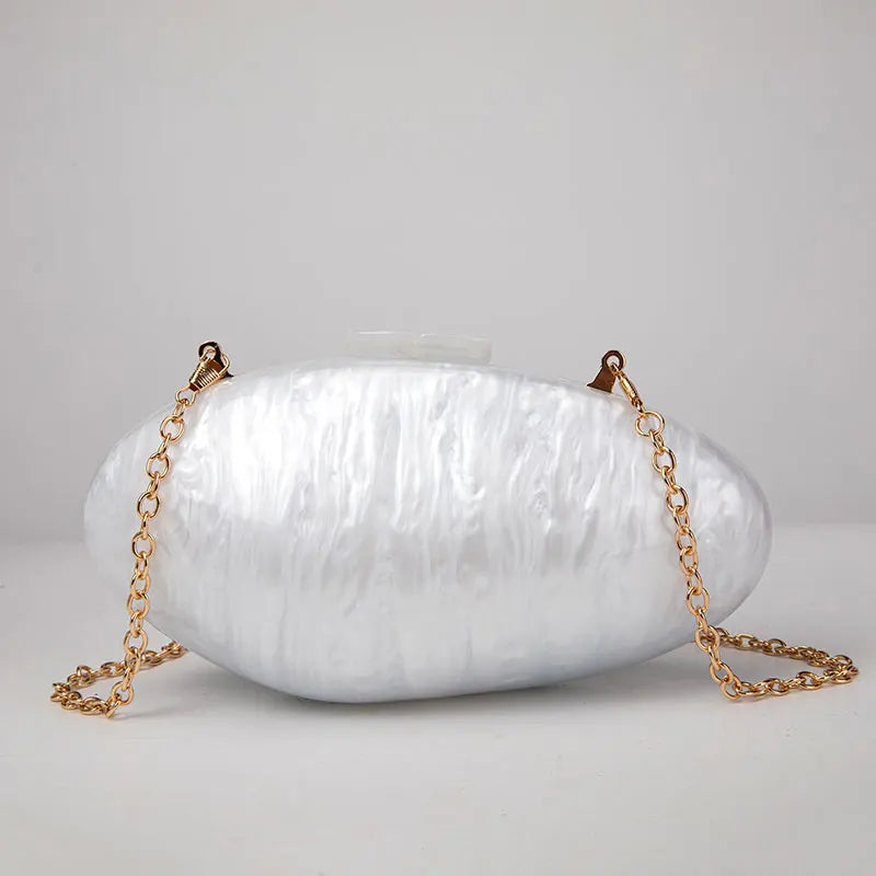 Shop Pearl Acrylic Clutch: Luxury Mini Evening Bag with Chain for Weddings & Parties