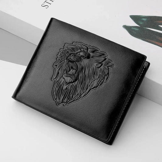 Wallet Men's Personalized Three-Fold 3D Embossed Wallet Multi-Card Credit Card Holder Zipper Coin Short Wallet Men