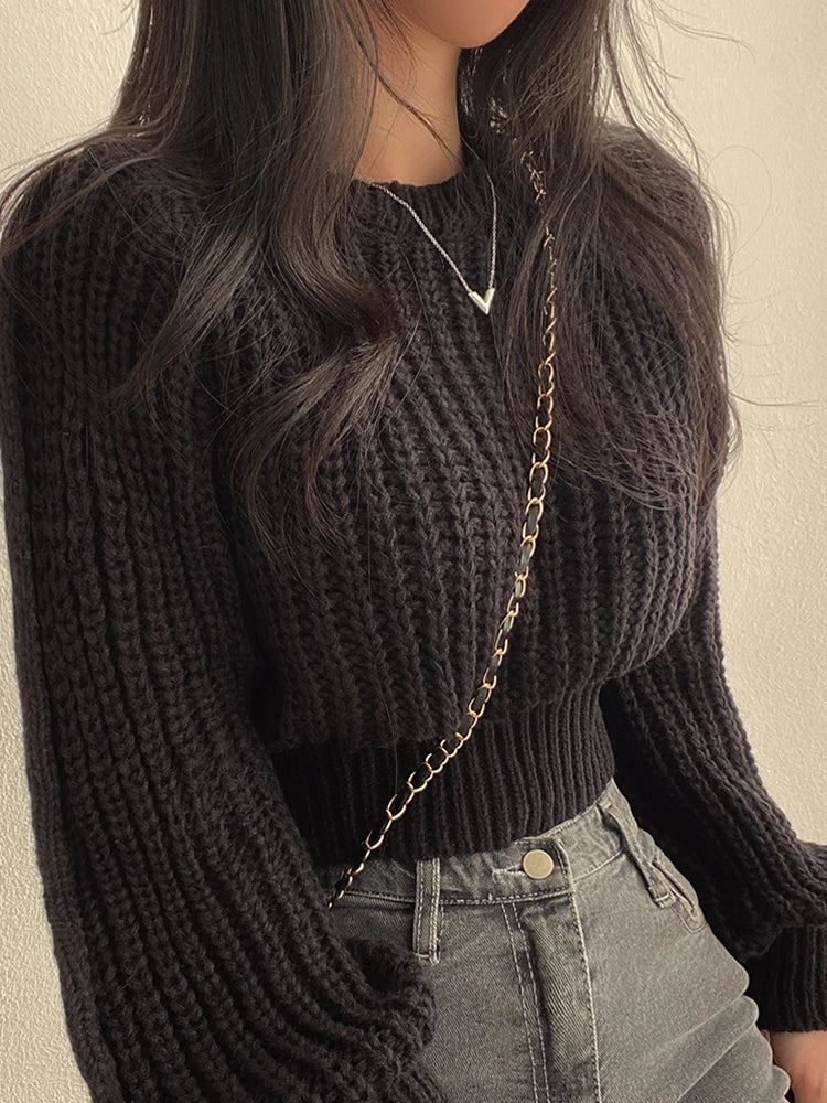 Shop Loose Vintage Harajuku Lantern Sleeve Knit Sweater - Soft, Warm, Chic