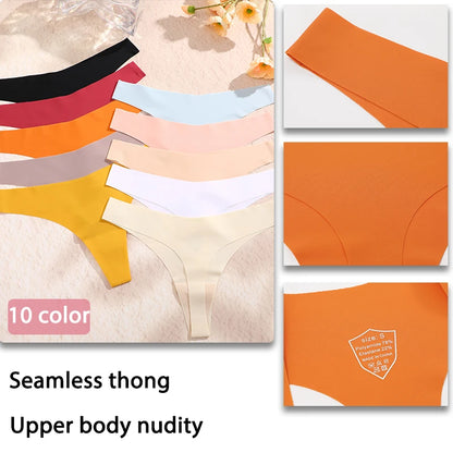 Shop Seamless Ice Silk Thong - 3PCS Breathable T-back Lingerie in 10 Colors