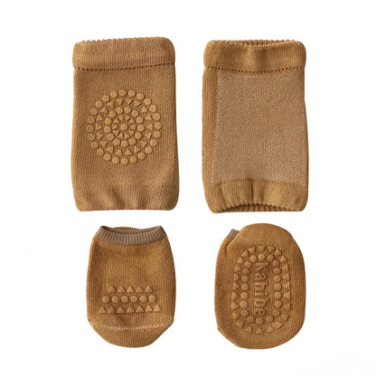 Baby Knee Pads Socks Set for Girls Boys Summer Solid Color Anti Slip Socks Kid Crawling Safety Floor Sock Leg Knee Protector