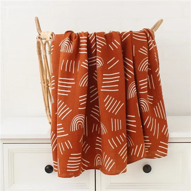 Bamboo Swaddle Blanket Baby Blankets Newborn Muslin Blanket Organic Cotton Soft New Born Wrap 5 Petal Flower for Spring