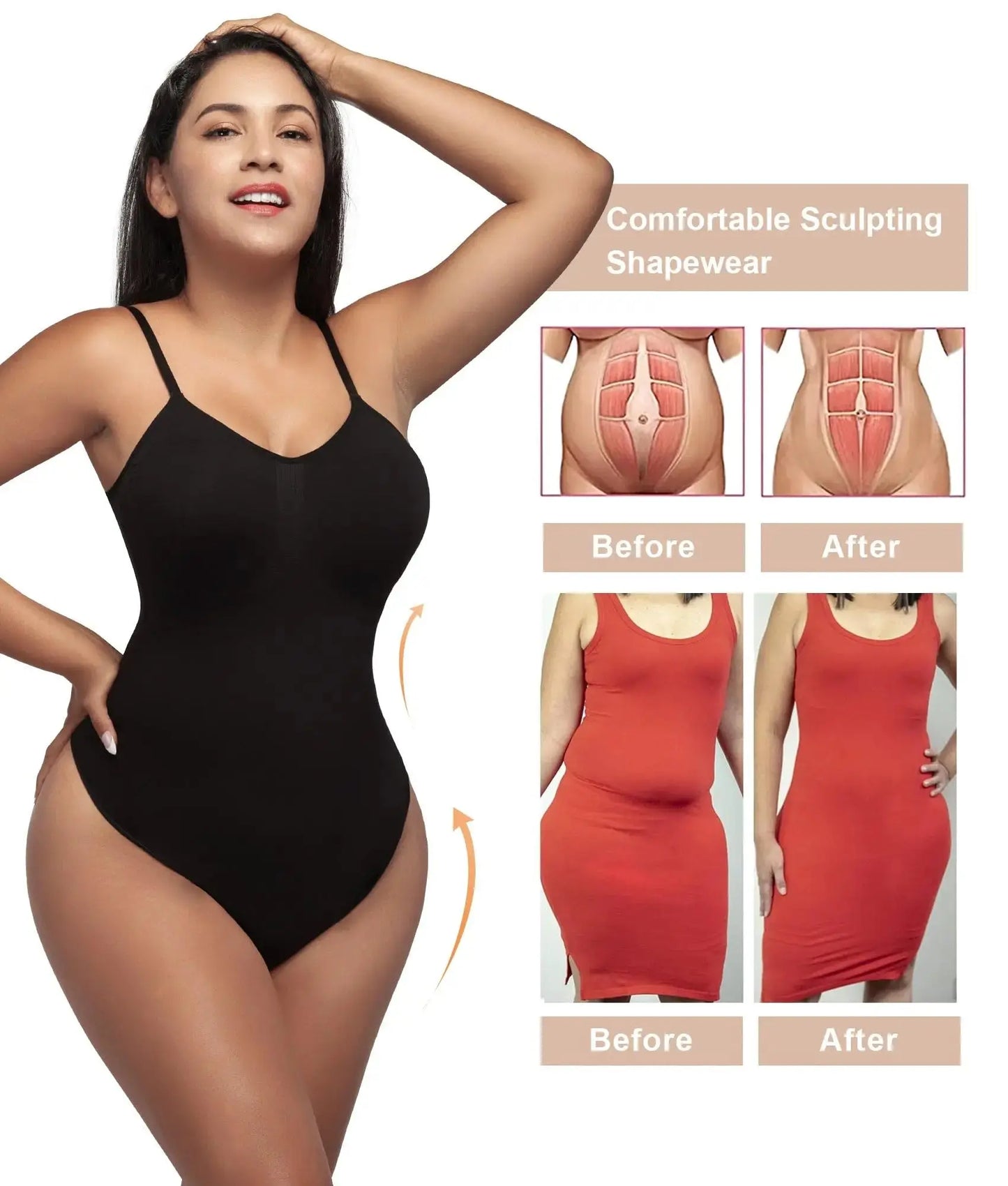 Shop High Elastic Women's Tummy Control Bodysuit - Seamless Sculpting Thong Shapewear