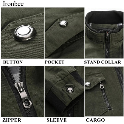 Men's Jacket Military Tactical Man Jackets Coat Zipper Cargo Jackets Stand Collar Outwear Cotton Windbreaker Tops 2022 New Brand