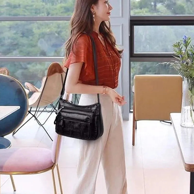 Shop Women's Soft Leather Multi-Layered Shoulder & Crossbody Bag