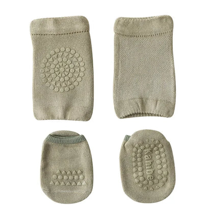 Baby Knee Pads Socks Set for Girls Boys Summer Solid Color Anti Slip Socks Kid Crawling Safety Floor Sock Leg Knee Protector