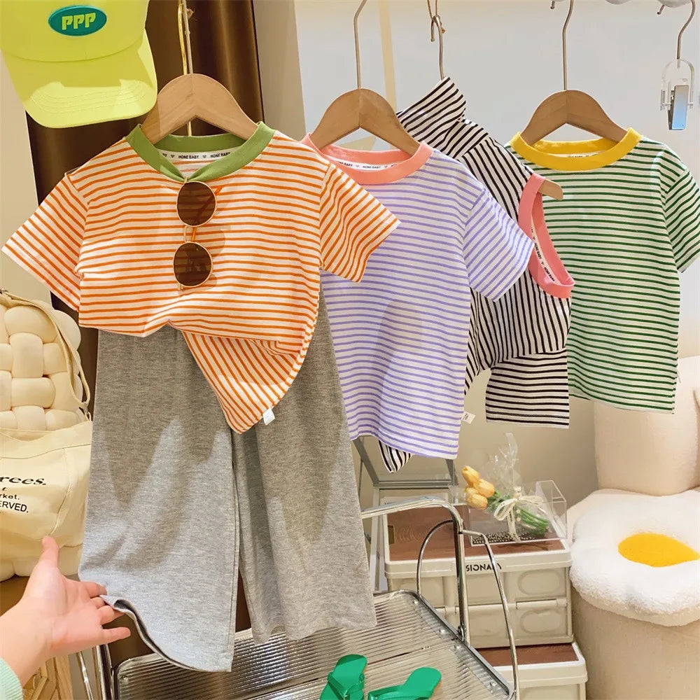 Shop Striped Short-Sleeve T-Shirt for Kids - Lightweight Summer Casual Wear