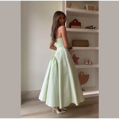 Fashion Solid Long Denim Vestidos Women Sleeveless OffShoulder Lace Up Backless Square Neck Jeans Dresses 2025 Chic Street Wear