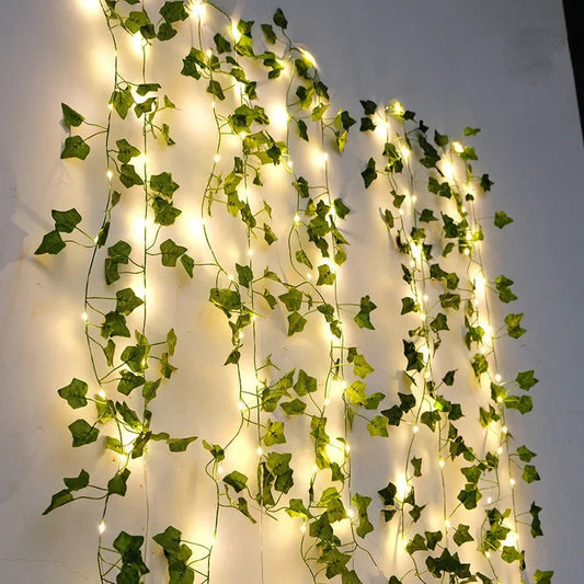 Shop Green Leaf Fairy String Lights - Battery-Powered Vine Garland for Home Decor