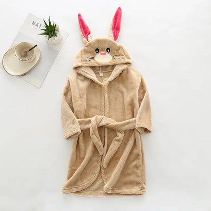 Boys Girls Hooded Bathrobe Toddler Rabbit Anime Cartoon Towel Beach Children's Sleepwear Baby Kids Bath Robes Pyjamas Nightgown