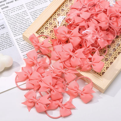 20Pcs/lot Girls Ribbon Hair Bows Rubber Band Kids Lovely Cheer Bowknot Hairband Boutique Children Headband headdress BABY BOWS