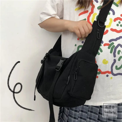 Shop Harajuku Canvas Crossbody Bag - Large Capacity Shoulder Bag