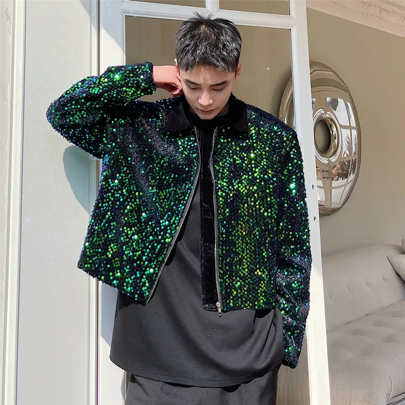 LUZHEN Decorate Casual 2024 Fashion Sequin Jackets Men's Elegant Autumn New Trendy Party Night Club Outfit Clothes Coat E9bff3