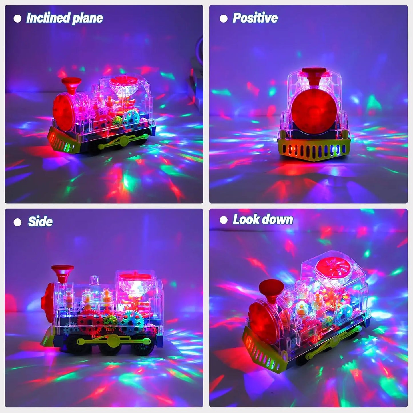 Light Up Transparent Gears Police Car Toy for Kids Bump and Go Toy Car for Boys Girl Educational Baby Toys Car Music LED Effects