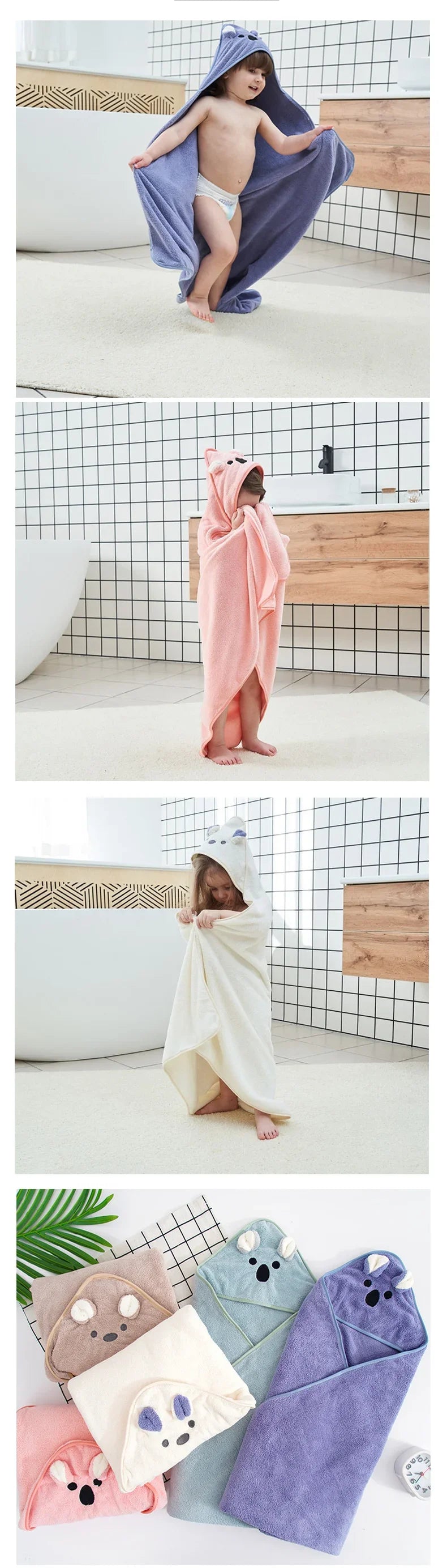 Baby Bath Towel Baby Towel Newborn with Hood Cartoon Coral Fleece Infant Towels Blanket Newborn Baby Bathrobe Infant Babys Stuff